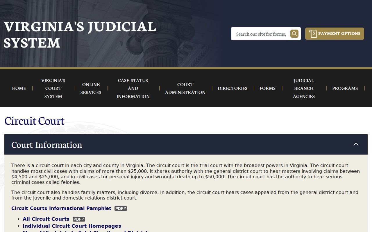 Phenix felony criminal records Circuit Court jurisdiction